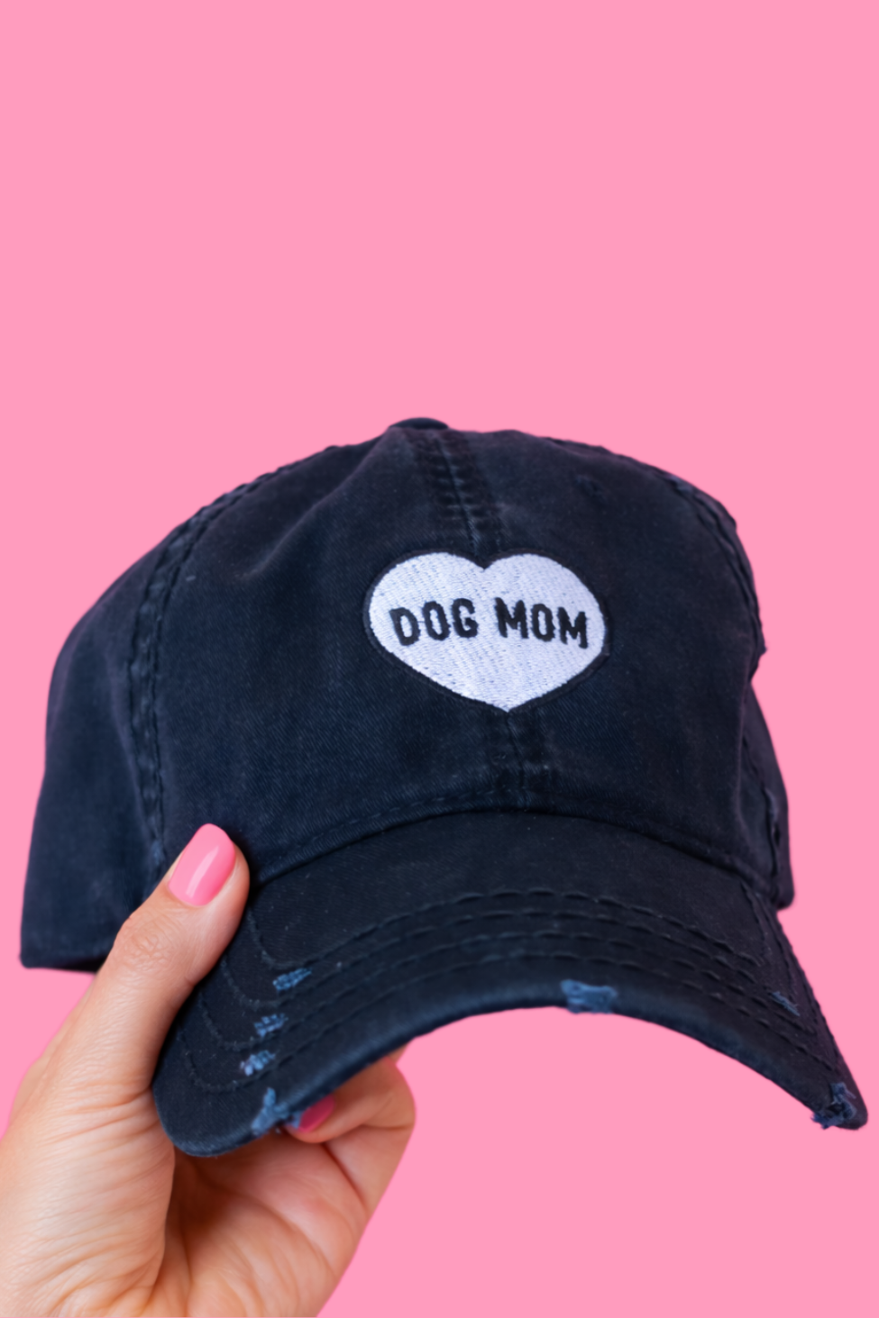 Dog Mom Heart Distressed Hat