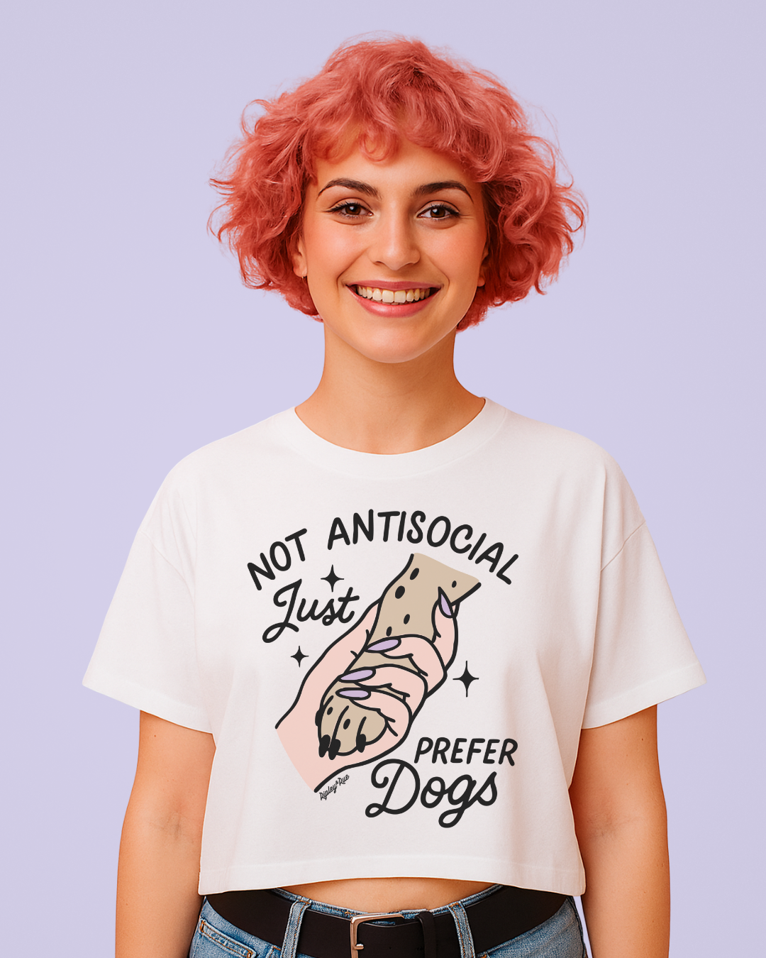 Not Antisocial, Just Prefer Dogs Crop T-Shirt