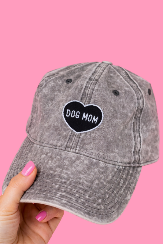 Dog Mom Heart Acid Wash Hat