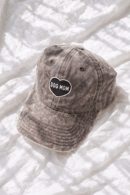 Dog Mom Heart Acid Wash Hat