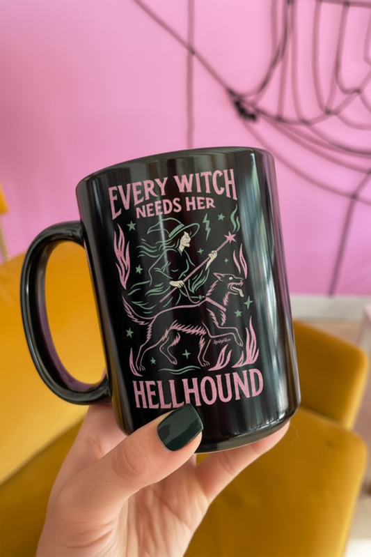 Every Witch Needs Her Hellhound Black 15oz Mug