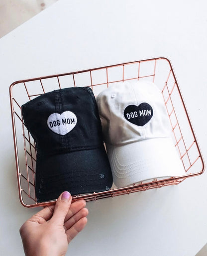 Dog Mom Heart Distressed Hat