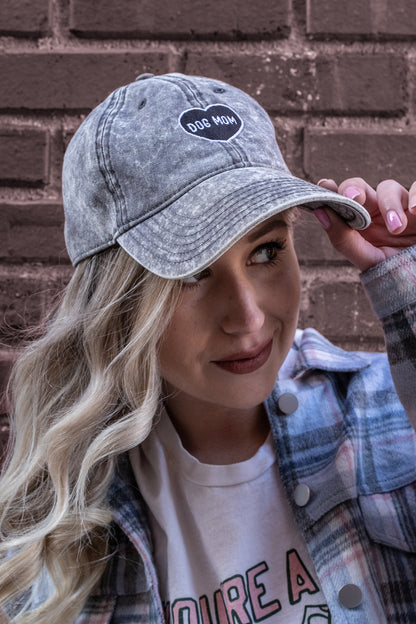 Dog Mom Heart Acid Wash Hat