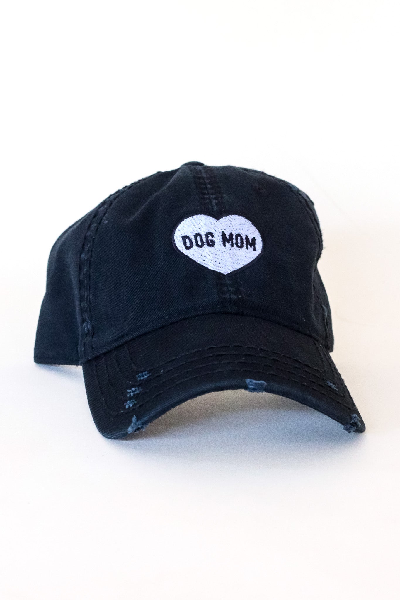 Dog Mom Heart Distressed Hat
