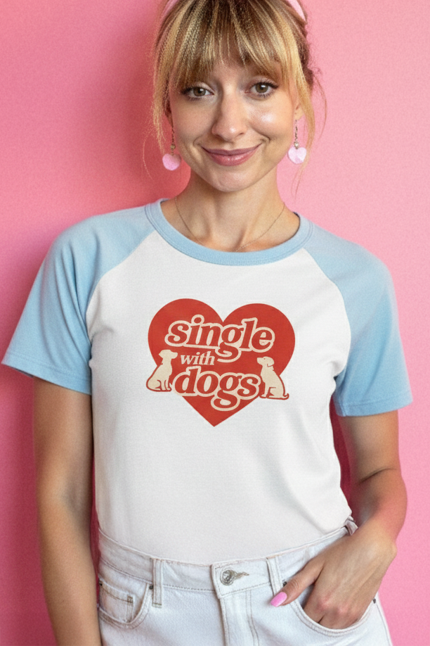 Single With Dogs Baseball Tee