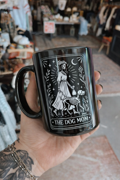The Dog Mom Tarot Card Black 15oz Mug