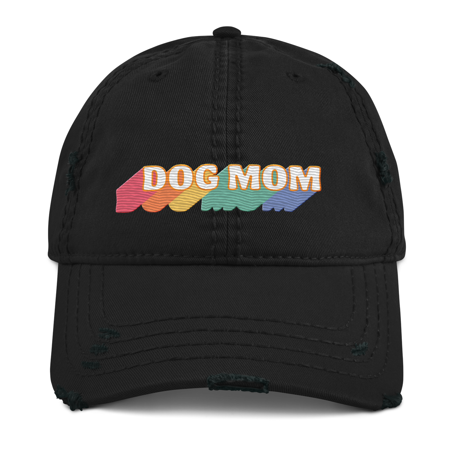 Dog Mom Rainbow Distressed Hat