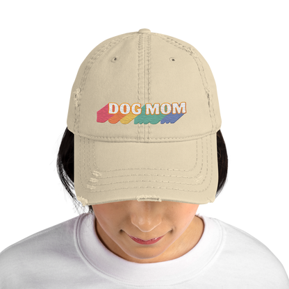 Dog Mom Rainbow Distressed Hat