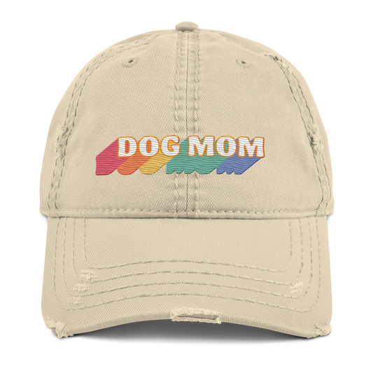 Dog Mom Rainbow Distressed Hat