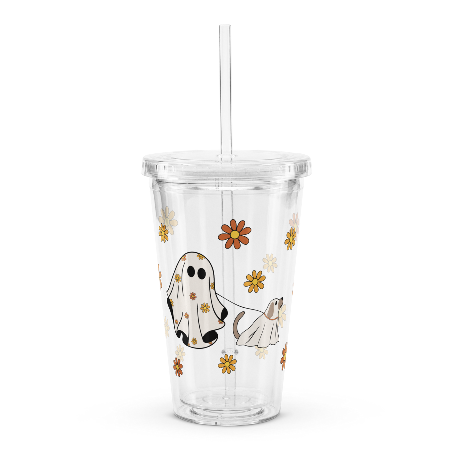 Ghost Girl & Her Dog Clear plastic tumbler